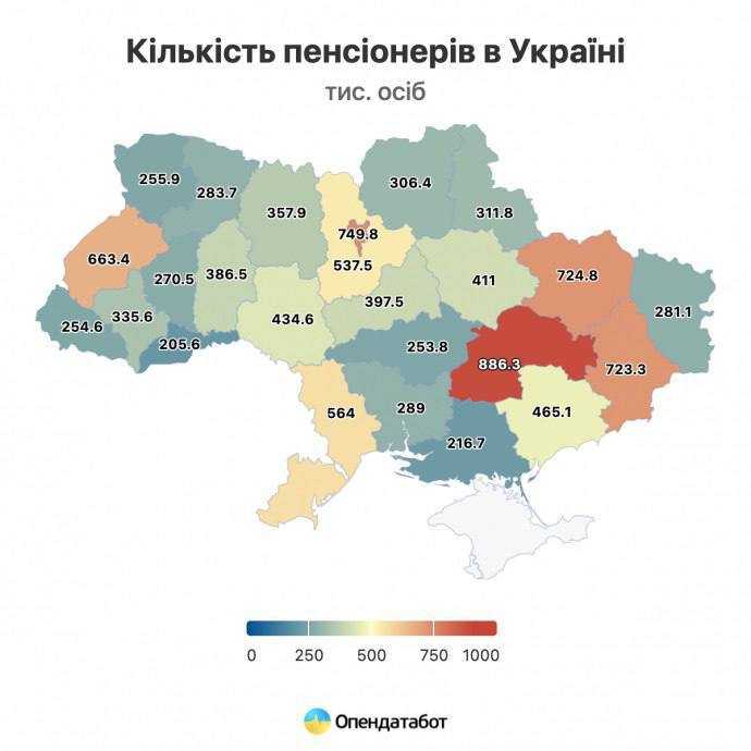 Найбільше в Україні пенсіонерів – на Дніпропетровщині