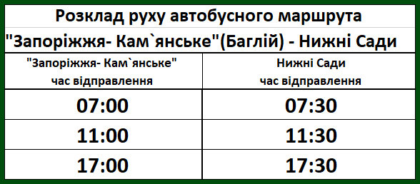 Із 1 травня в Кам’янському змінюється графік руху автобуса на Верхні та Нижні Сади
