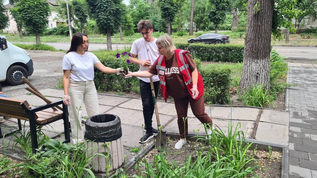 У Кам’янському активісти долучилися до озеленення «Волонтерського центру»