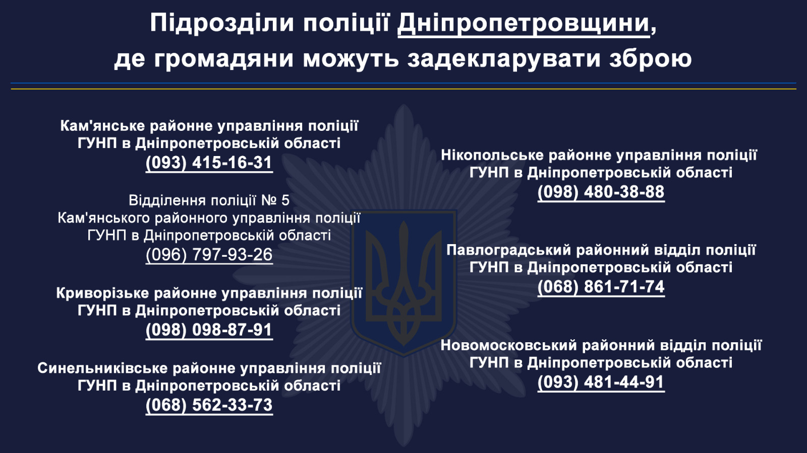 Кам’янчанам розповіли, що потрібно знати про декларування зброї