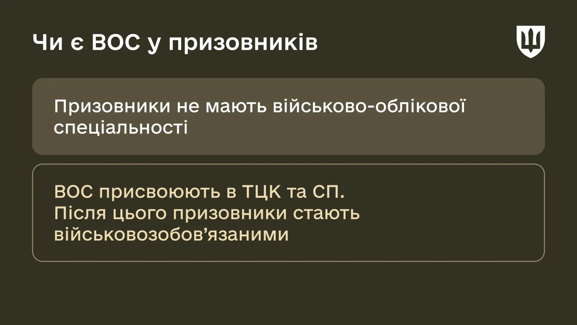 У Міноборони пояснили, що таке ВОС – військово-облікова спеціальність